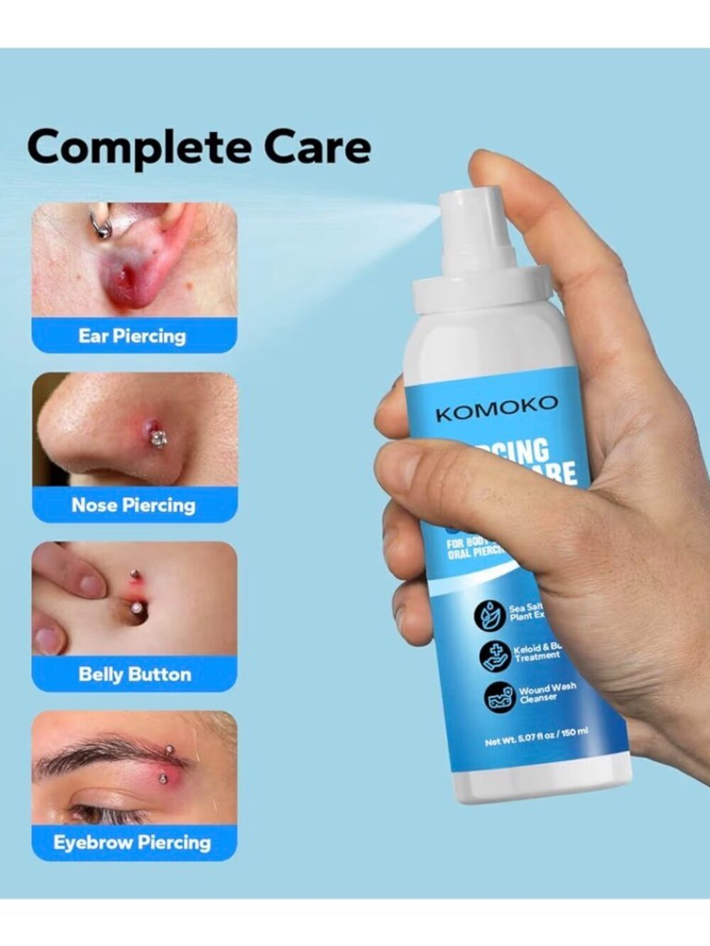 KOMOKO Piercing Aftercare Spray Lot of 2 New Sealed - Picture 3 of 11